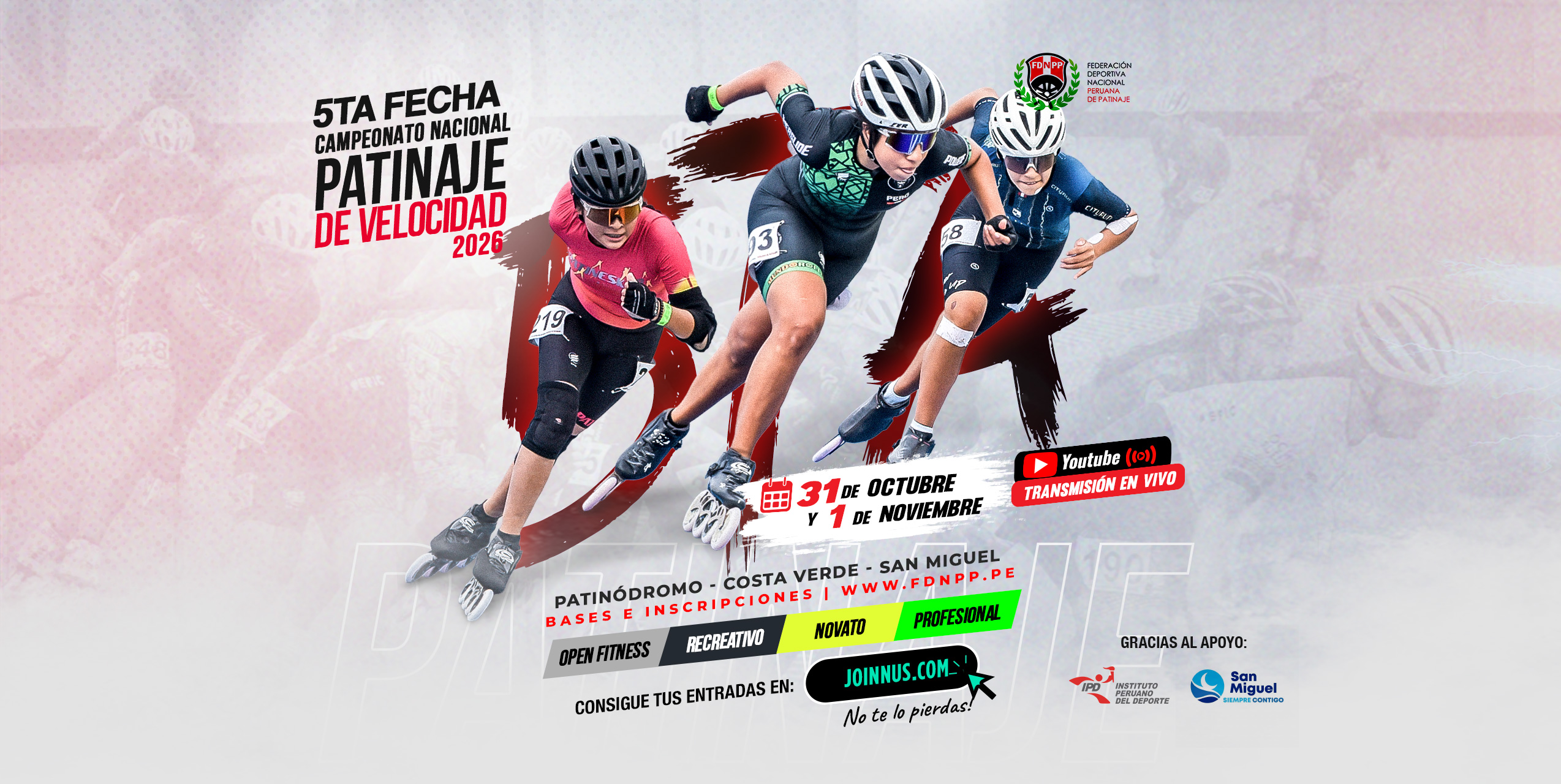 5ta Fecha Campeonato Nacional de Patinaje de Velocidad 2026 en Costa Verde